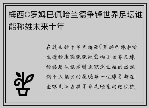 梅西C罗姆巴佩哈兰德争锋世界足坛谁能称雄未来十年
